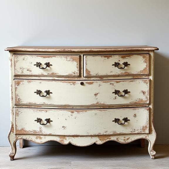 A chipped and peeling vintage dresser before restoration.